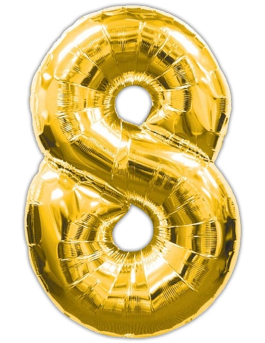 Gold Metallic No.8 Foil Helium Balloon 34 x 23inches