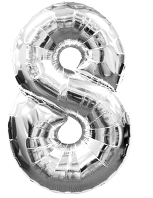 Silver Metallic No.8 Foil Helium Balloon 34 x 23inches