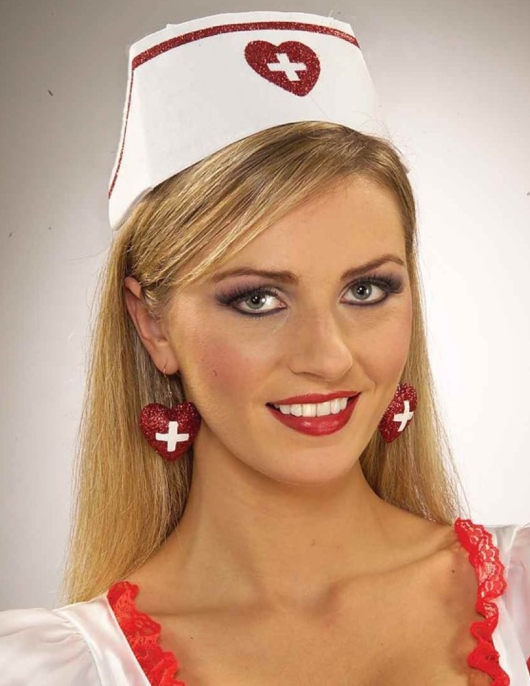Nurse Red Heart Glitter Earring