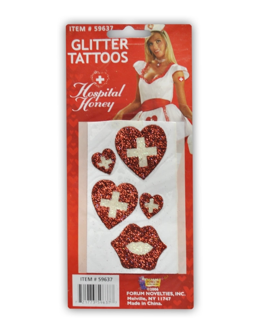 Nurse Red Glitter Tattoos 