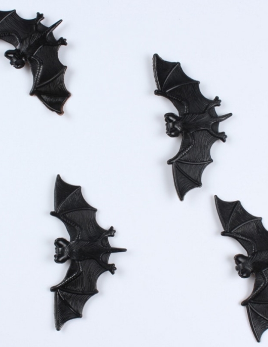 Black Halloween Plastic Bats - 10 pcs