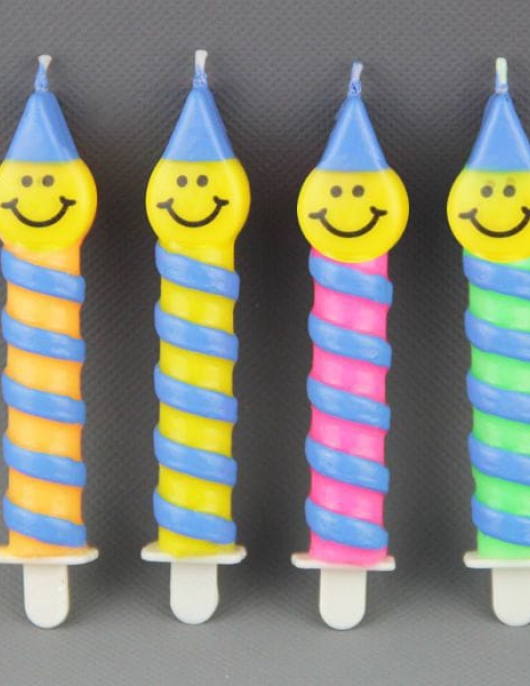Happy Birthday Smile Roll Candles 4pcs