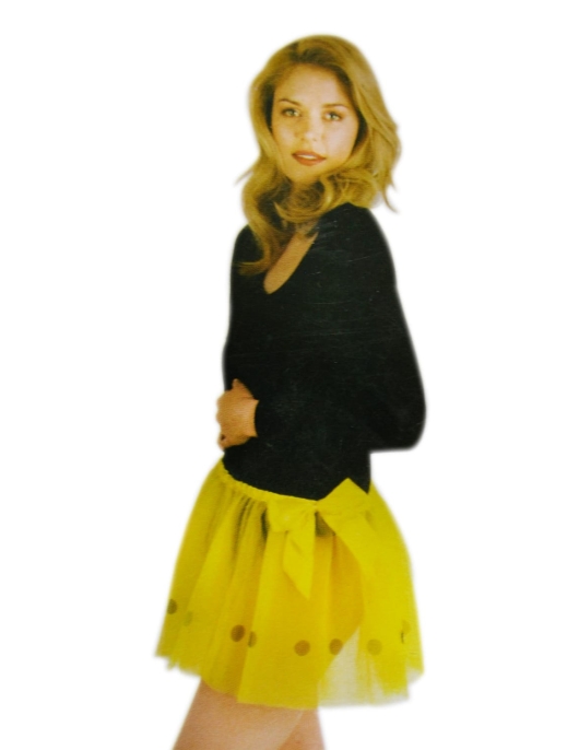 Pack of 1 - Women Tutu Skirt Yellow Polka Dots 35 cms