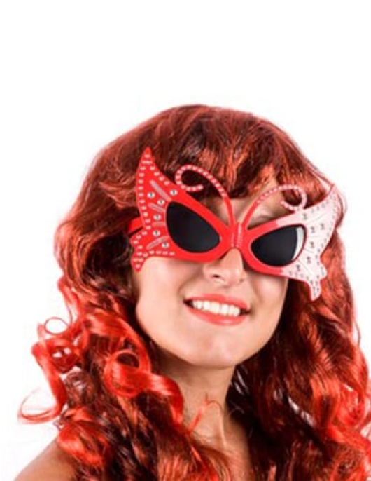 Butterfly Silver Stone Eye Wear - Red