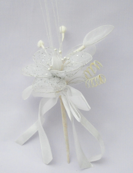 White Organza Decoration Flower - 1 pcs