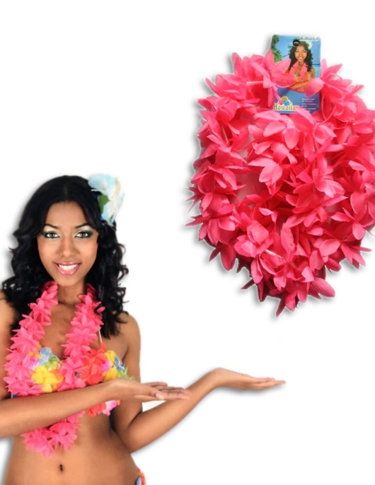 Hawaiian Collar Neon Fucsia (Artificial Flower NeckLace) Pink