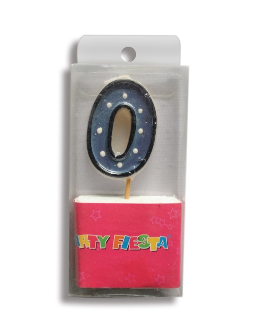 Blue Polka Dots Numeral #0 Birthday Cake Candle