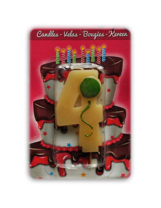 Balloon Printed Numeral #4 Cake Candle