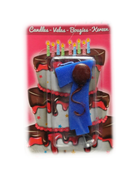 Balloon Printed Numeral #7 Cake Candle