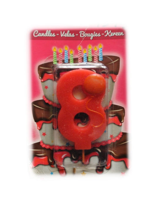 Balloon Printed Numeral #8 Cake Candle