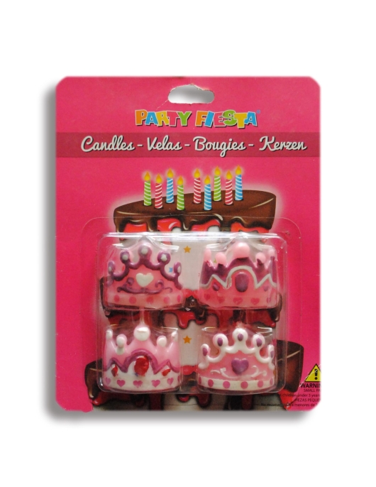 Princesses Pink Crown Cake Decorative Candles 4pcs