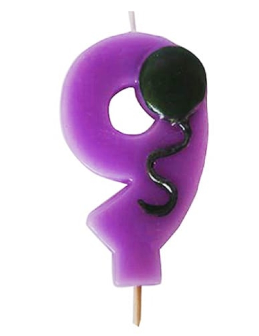 Balloon Printed Numeral #9 Cake Candle