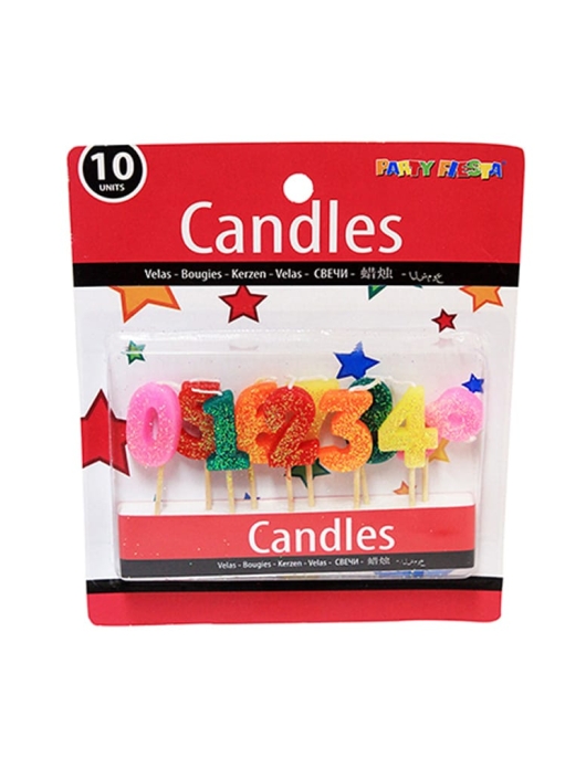Numerical Glitter Cake Candles 10 pcs