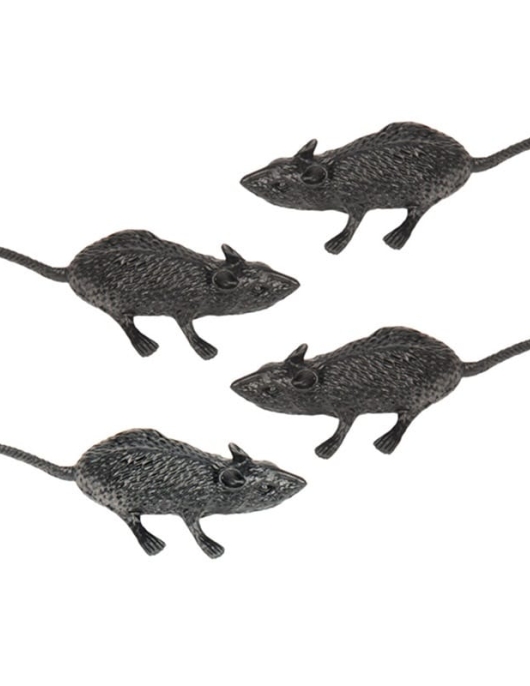 Halloween Black Plastic Rats 12pcs 