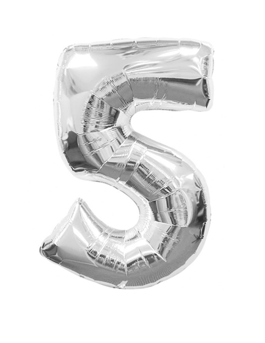 Silver Metallic No.5 Foil Helium Balloon 43 x 30inches