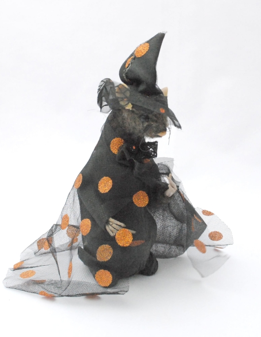 Halloween Witch Rat Orange Dots - 1 pcs