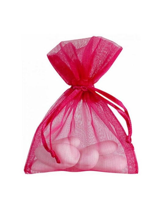 Magenta Organza Candy Bags -10 pcs
