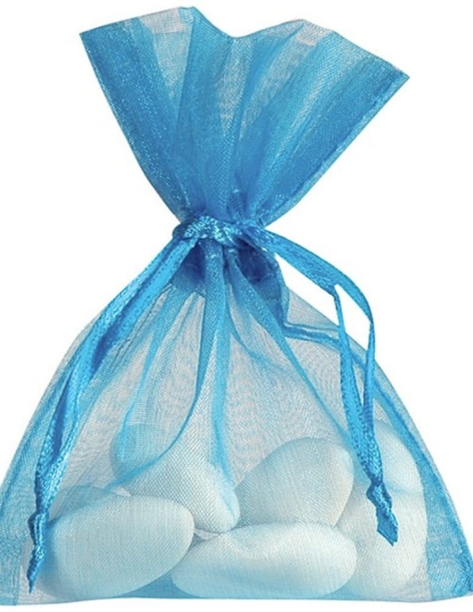 Aqua Blue Organza Candy Bags -10 pcs