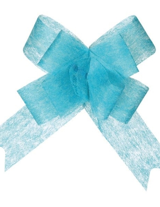 Aqua Blue Non-Woven Ribbon Flower - 5 pcs