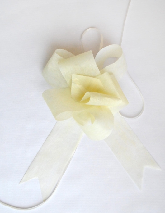 Off-White Non-Woven Ribbon Flower - 5 pcs