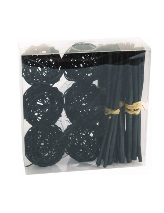 Table Decoration Box ( Thin Wooden Wire Rattan Balls and Drift Wooden Sticks) Black