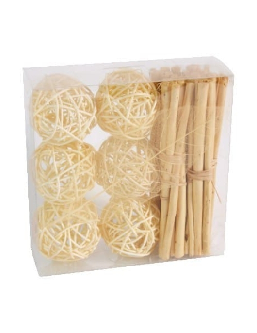 Assortment Fagots, Rattan Balls and Leaf - Ivory