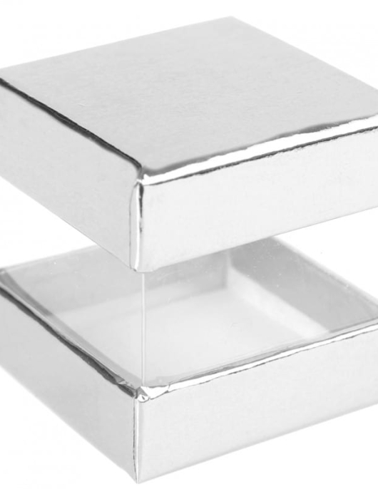 Silver Card Board Cubes Box 4 x 4 x 4cms