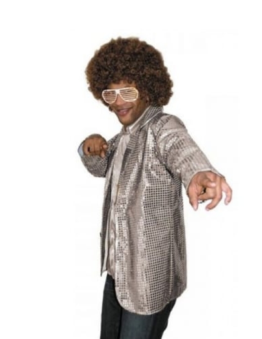 Silver Disco Star Costume Adult Men Free Size