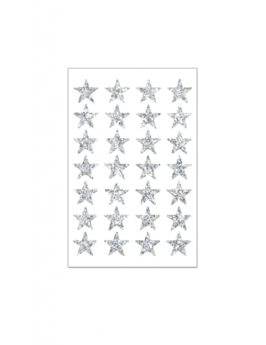 Silver Glitter Star Stickers 1pcs