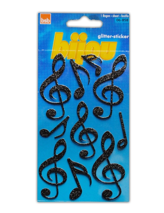 Stickers Glitter Musical Notes 1pcs