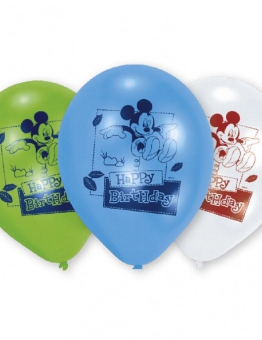 Assorted Mickey Mouse Happy Birthday Large Balloons 28cms 6pcs