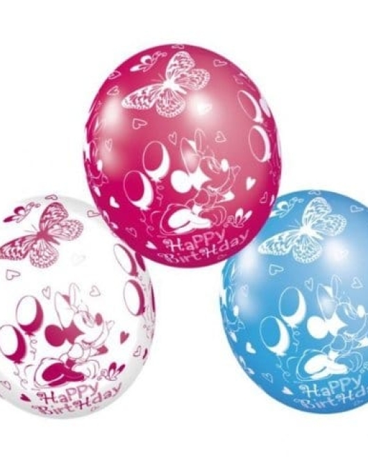Assorted Minnie Mouse Happy Birthday Large Balloons 30cms 5pcs