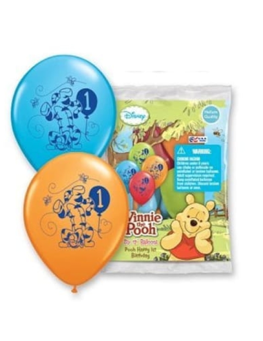 Assorted Winnie The Pooh 1st Happy Birthday Large Balloons 40cms 5pcs
