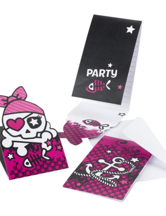 Pirate Girl Invitations with Envelopes 6pcs