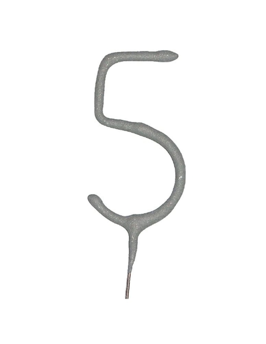 Sparkling Candle Numeral #5 Birthday Cake Candle