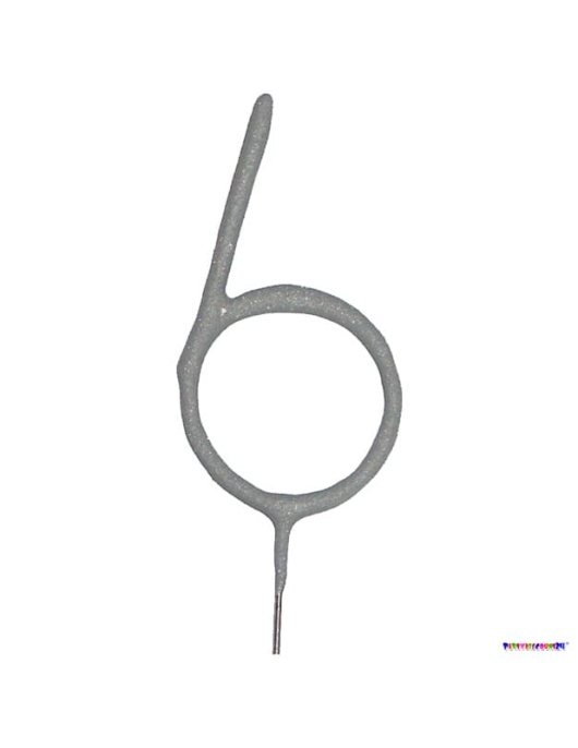Sparkling Candle Numeral #6 Birthday Cake Candle