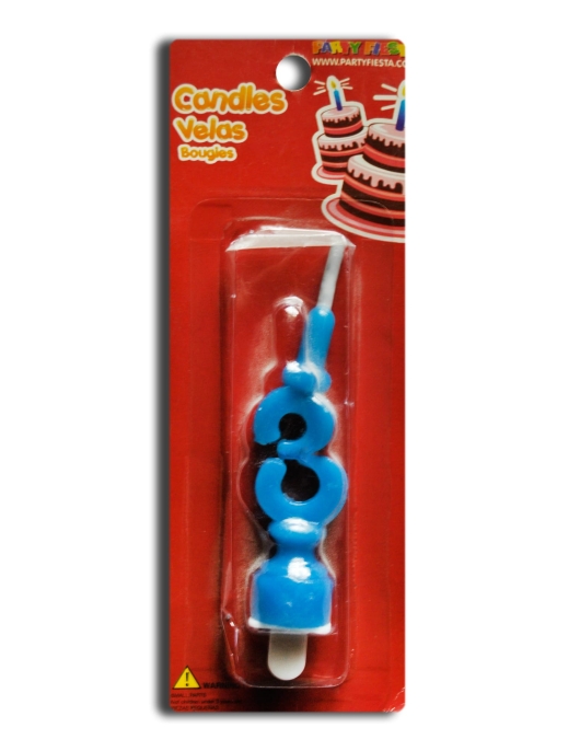 Blue Fancy Number 3 Cake Candle 