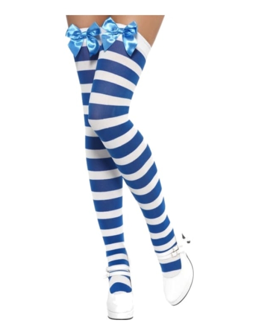 Pack of 1 Pair - Stripy Thigh-high Stockings With Bow