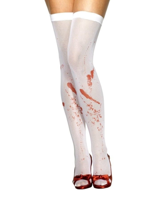 Pack of 1 Pair - Thigh-high Stockings with Blood Splats