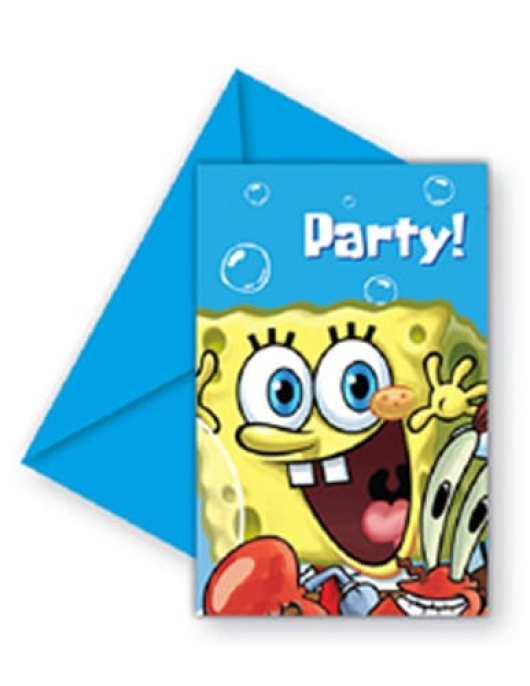 Sponge Bob Invitations with Envelopes 6pcs