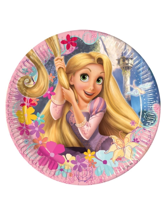 Princess Rapunzel Round Paper Plates 23cms