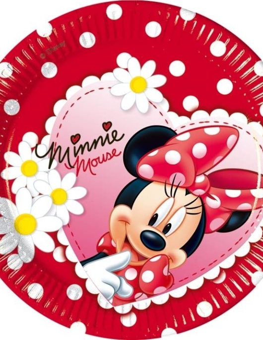 Minnie Mouse Polka Dots Round Paper Plates 19.5cms