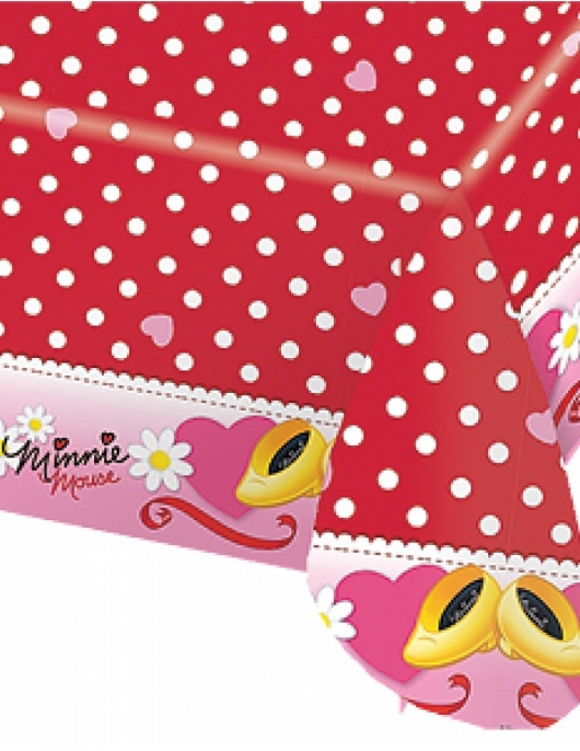 Minnie Mouse Polka Dots Plastic Table Cover 120 x 180cms