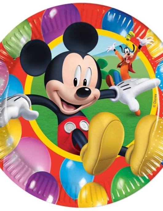 Mickey Mouse Balloons Round Paper Plates 19.5cms