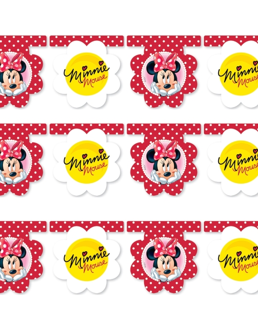 Minnie Mouse Polka Dots Flower Plastic Flag Banner 3meters