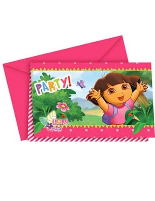 Dora Invitations with Envelopes 6pcs
