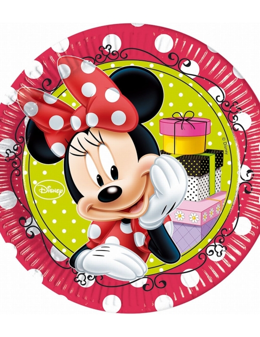 Minnie Mouse Polka Dots Round Paper Plates 23cms