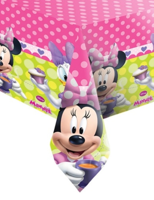 Minnie Mouse Pink Polka Dots Plastic Table Cover 120 x 180cms