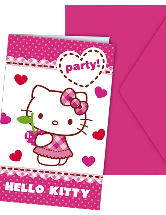 Hello Kitty Original Pink Invitations with Envelopes 6pcs
