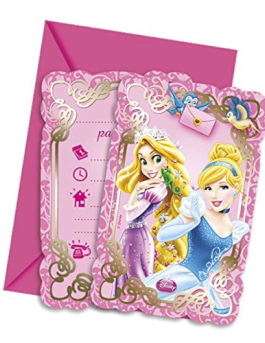 Princesses Cinderella Rapunzel Invitations with Envelopes 6pcs